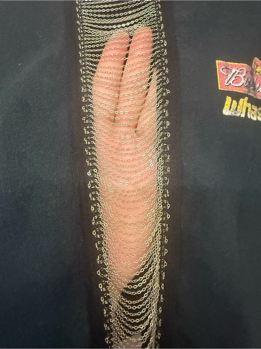 Trendy & Tipsy Vintage Budweiser Reworked Chain Fringe Crop — image 4 of 5